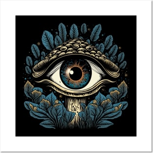 Psychedelic Mushroom with Big Eye Surreal Trippy Nature Posters and Art